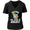 Image of Unicorns Are Born In August Birthday Women V-Neck Shirt Plus Size XL-4XL VnSupertramp Apparel