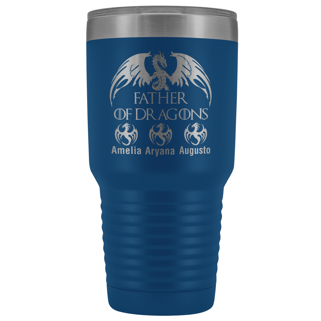 VnSupertramp Personalized Father of Dragons 30oz Vacuum Tumbler Add Up To 10 Dragons - Custom Kids' Name On Travel Cup Gift