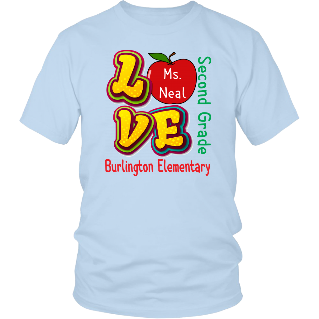 VnSupertramp Personalized Love Apple Women Men Second Grade Teacher T-Shirt - Custom Name, School, Grade - Back To School 1st Day of School