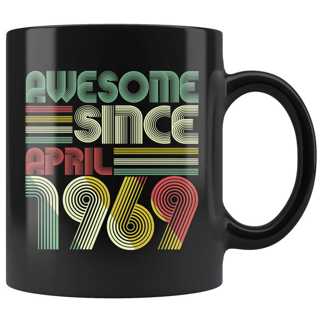 VnSupertramp Vintage April May June July 50th Birthday 1969 Personalized Black Coffee Mug 11oz