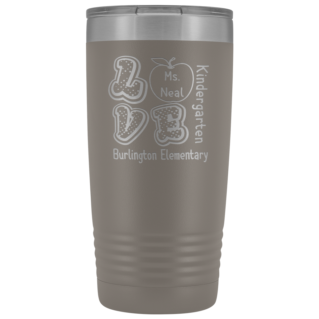 VnSupertramp Personalized Love Apple Teacher Tumbler 20oz - Custom Name, School, Grade on Tumbler Gift Back To School First Day Of School