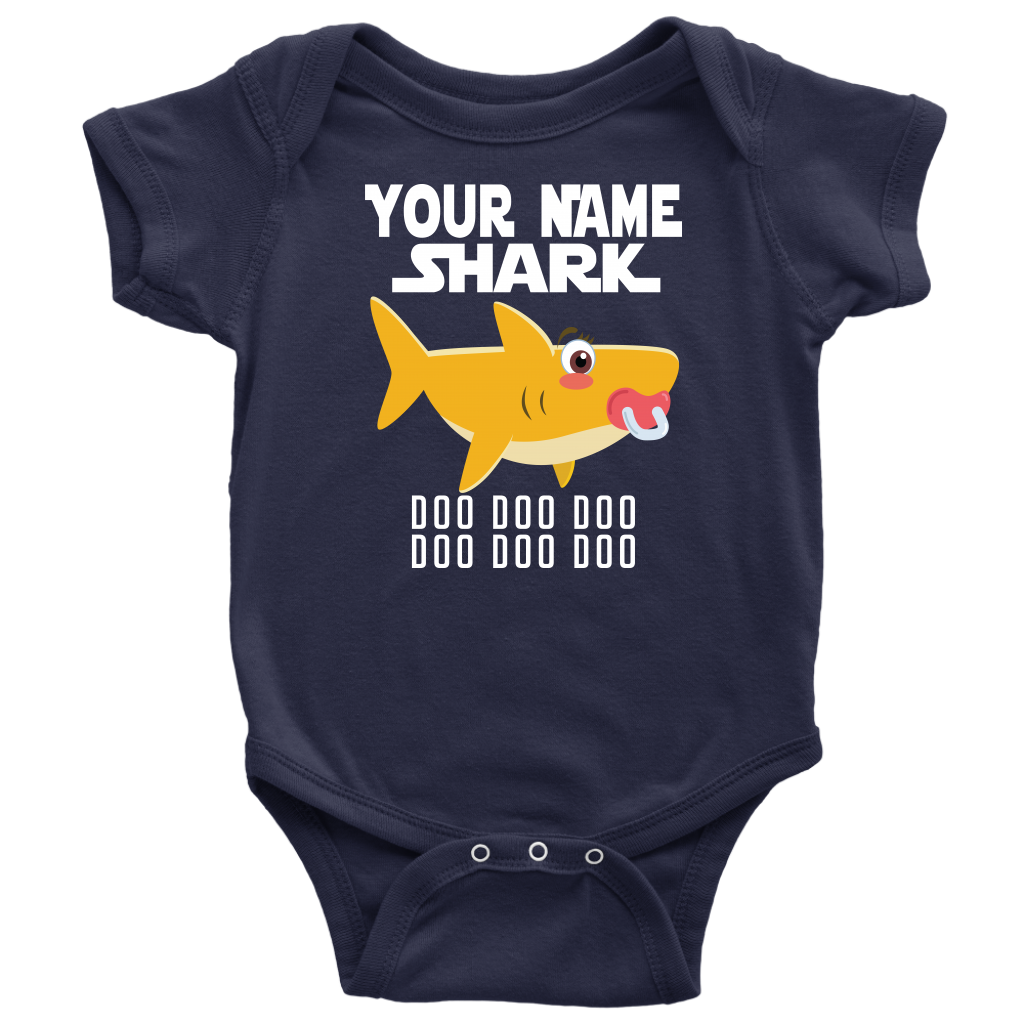 VnSupertramp Baby Brother Sister Shark Personalized Name Onesie Birthday Gift-D3