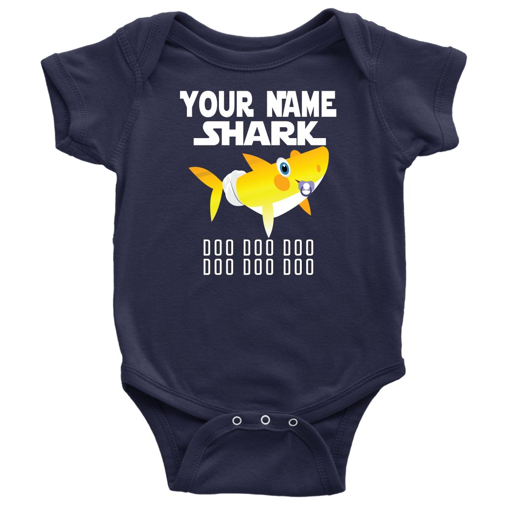 VnSupertramp Baby Brother Sister Shark Personalized Name Onesie Birthday Gift-D2