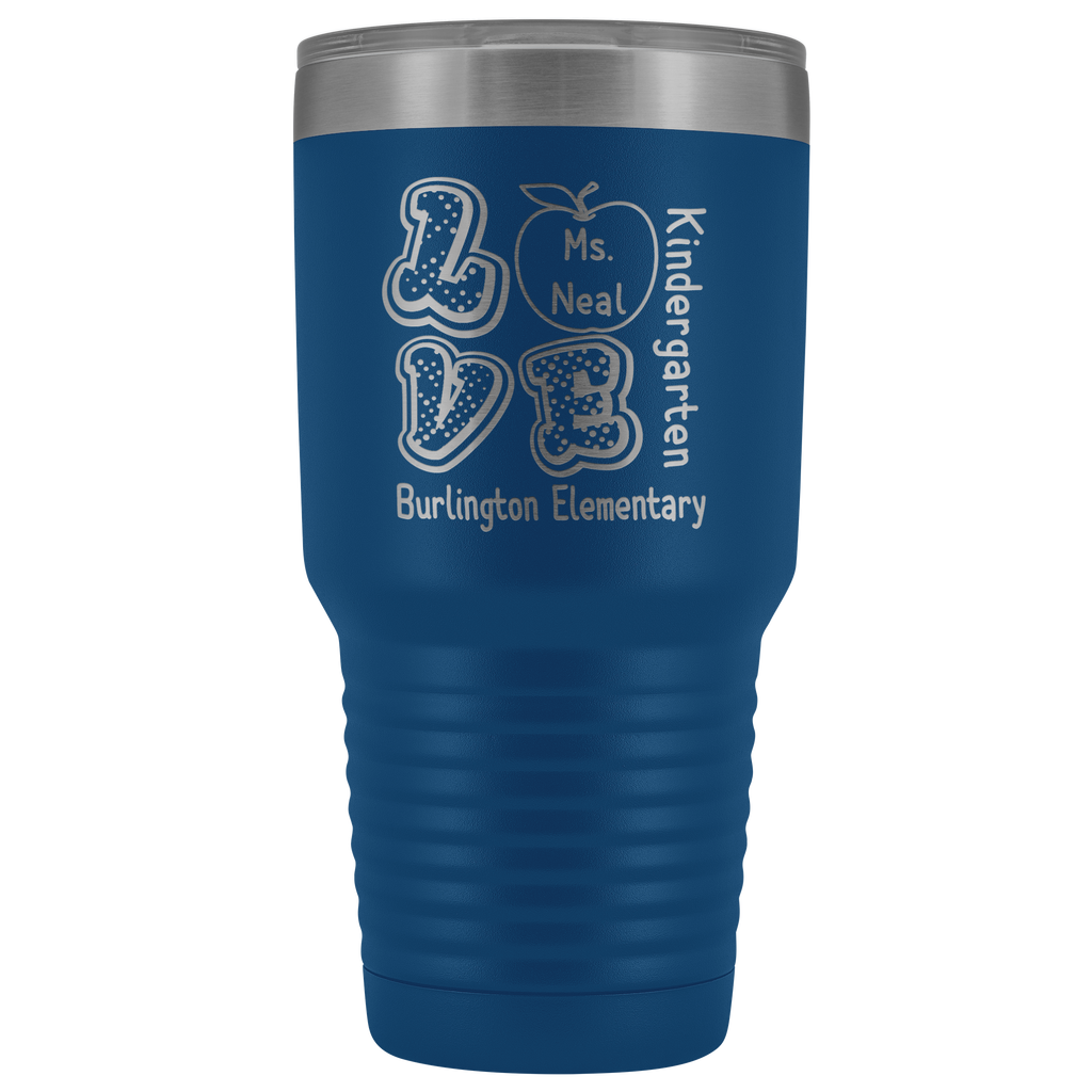 VnSupertramp Personalized Love Apple Teacher Tumbler 30oz - Custom Name, School, Grade on Tumbler Gift Back To School First Day Of School