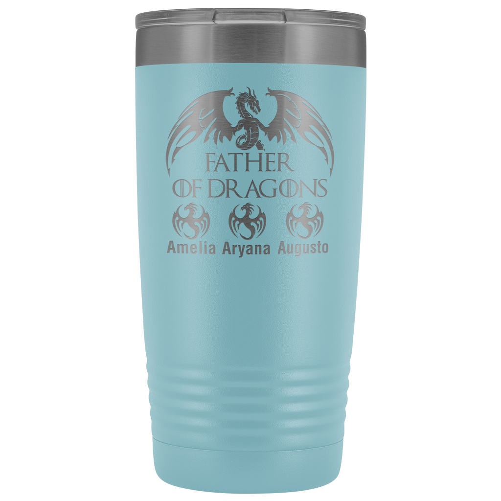VnSupertramp Personalized Father of Dragons 20oz Vacuum Tumbler Add Up To 10 Dragons - Custom Kids' Name On Travel Cup Gift