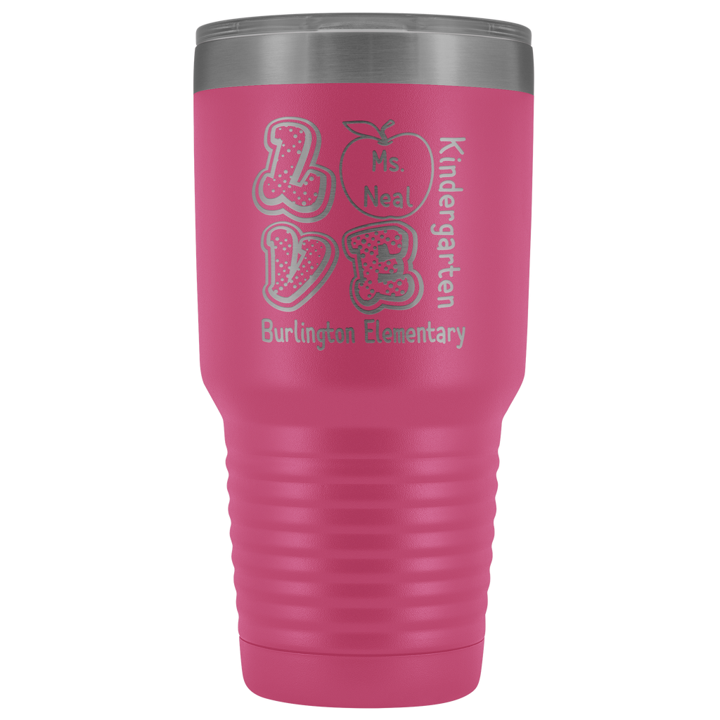 VnSupertramp Personalized Love Apple Teacher Tumbler 30oz - Custom Name, School, Grade on Tumbler Gift Back To School First Day Of School