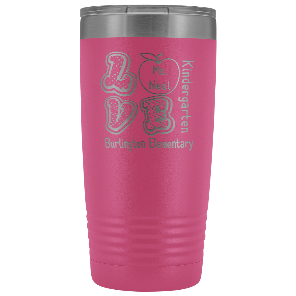 VnSupertramp Personalized Love Apple Teacher Tumbler 20oz - Custom Name, School, Grade on Tumbler Gift Back To School First Day Of School