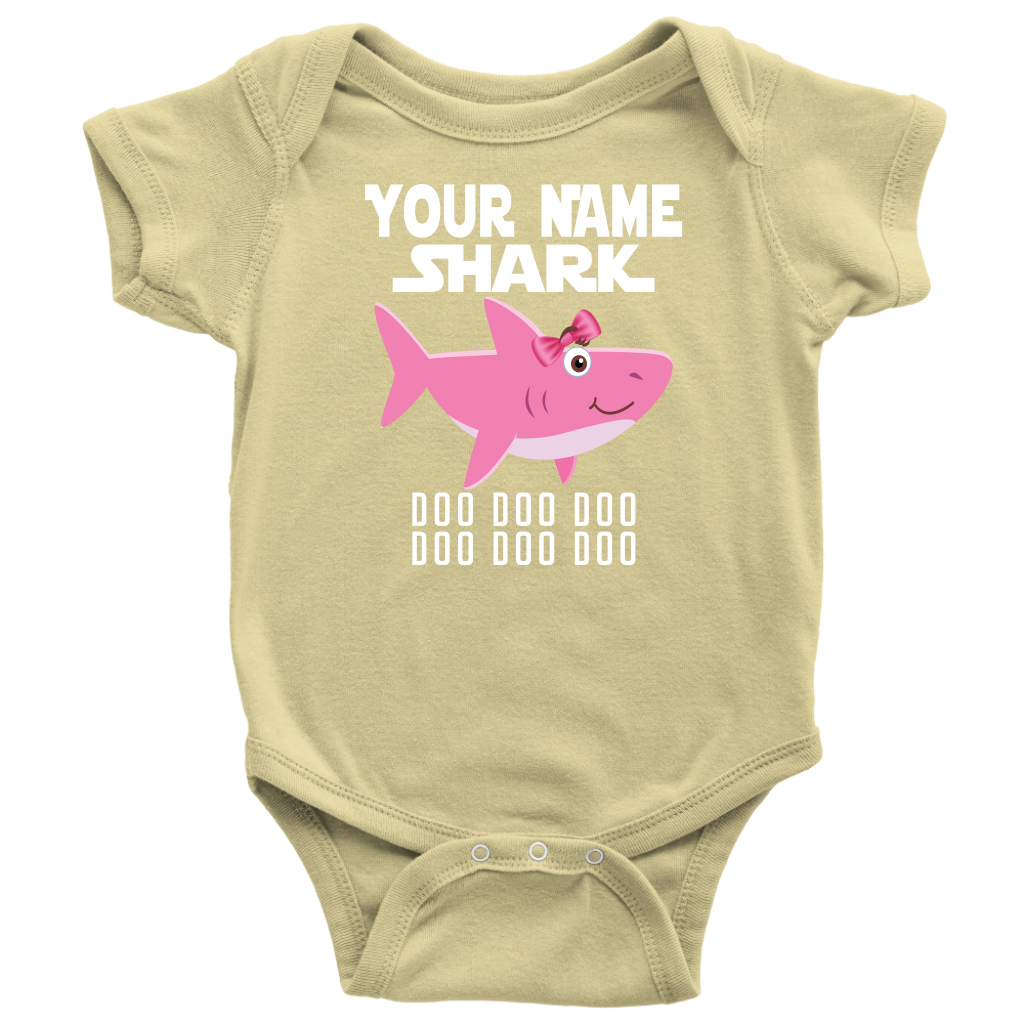 VnSupertramp Baby Brother Sister Shark Personalized Name Onesie Birthday Gift-D10