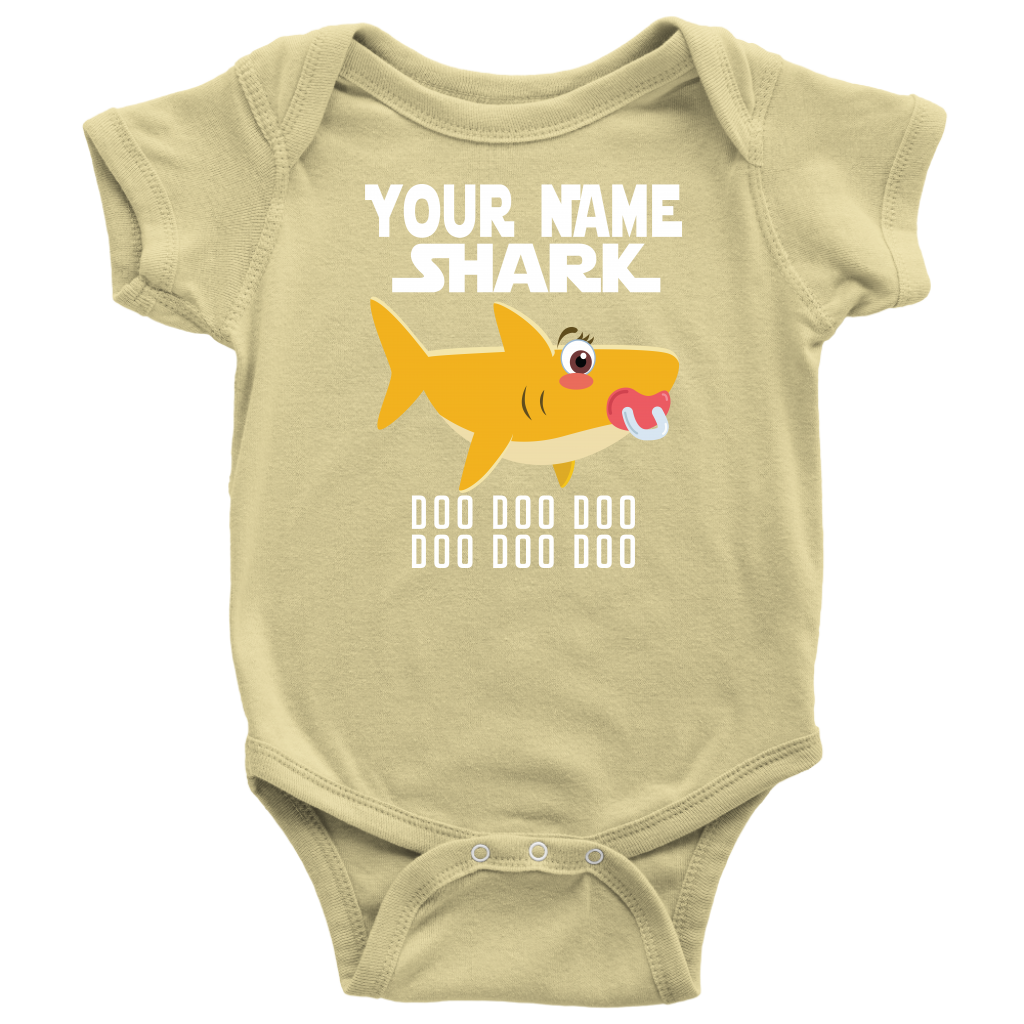 VnSupertramp Baby Brother Sister Shark Personalized Name Onesie Birthday Gift-D3