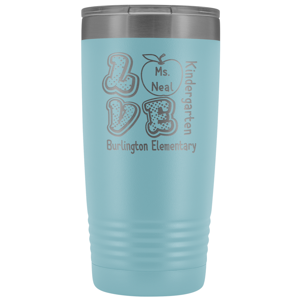 VnSupertramp Personalized Love Apple Teacher Tumbler 20oz - Custom Name, School, Grade on Tumbler Gift Back To School First Day Of School