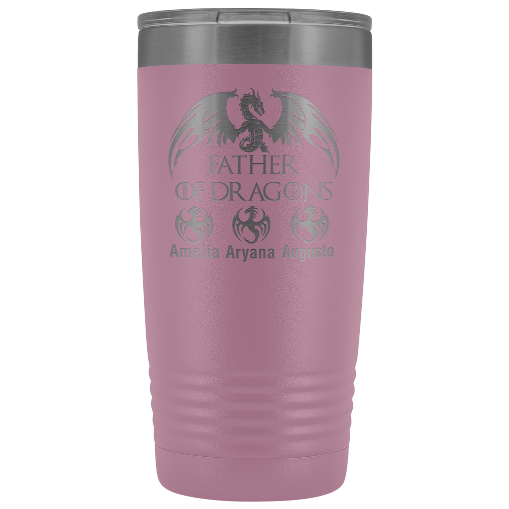 VnSupertramp Personalized Father of Dragons 20oz Vacuum Tumbler Add Up To 10 Dragons - Custom Kids' Name On Travel Cup Gift