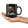 Image of Official VnSupertramp Eagle Playing Football Black Coffee Mug 11oz - The Special Edition for Philadelphia Eagles Team Fans - Premium Ceramic Cup - VnSupertramp Apparel Accessories