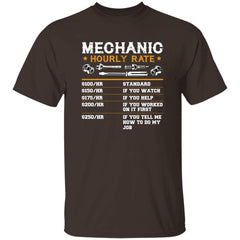 Mechanic Hourly Rate Tshirt Labor Rates Funny Co-Workers Car Lover Gift T-Shirt for Men