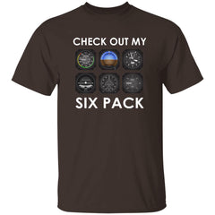 Airplane Tshirt Pilot Aviation Check Out My Six Pack Flying Airplane Gift T-Shirt for Men