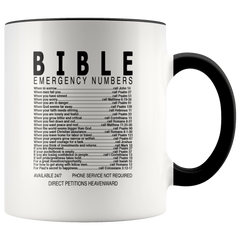 [TL] Bible Emergency Numbers Mug Cup - Christian Gifts For Women & Men Accent Mug 11 oz