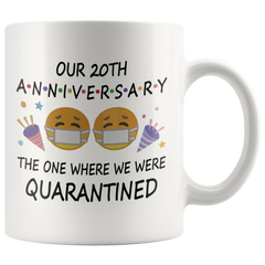 [Teelaunch] 20th Quarantine Anniversary 2021 for Couple Parents Men Him Her | Gifts for 20 Years Marriage Party | Married 2001 | 11oz White Coffee Mug D217-20