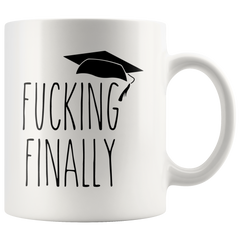 [Teelaunch] Coffee Mug, Fucking Finally Graduating Mug Funny High School Graduation Gift for Him College Graduation Gift for Her Class of 2021 Coffee Cup, 11oz Funny Mug