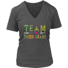 Team Third Grade Women V-Neck Shirt Plus Size XL-4XL Back To School Official VnSupertramp Apparel