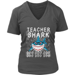 Teacher Shark Women V-Neck Shirt Doo Doo Doo Plus Size Official VnSupertramp Back To School Apparel