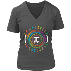 VnSupertramp Pi Spiral Women V-Neck Shirt for Pi Day Math Geek Plus Size XL-4XL