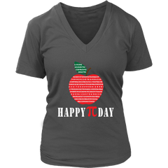 VnSupertramp Happy Pi Day Apple Women V-Neck Shirt for Math Geek Nerd Plus Size