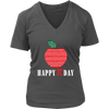 Image of VnSupertramp Happy Pi Day Apple Women V-Neck Shirt for Math Geek Nerd Plus Size