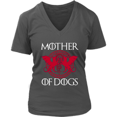 VnSupertramp Mother Of Dogs Funny Women V-Neck T-Shirt Plus Size XL-4XL Mother's Day Mom Gift Cool Dog Owner Lover