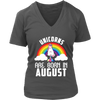 Image of Unicorns Are Born In August Birthday Women V-Neck Shirt Plus Size XL-4XL VnSupertramp Apparel