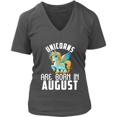 Unicorns Are Born In August Birthday Women V-Neck Shirt Plus Size XL-4XL VnSupertramp Apparel