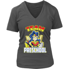 VnSupertramp Team Preschool Wonder Teacher Women V-Neck T-Shirt - Back To School 1st Day of School Funny Superheroes Gift Tee