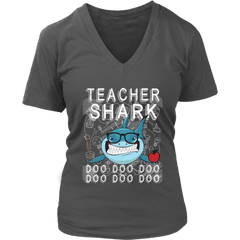 Teacher Shark Women V-Neck Shirt Doo Doo Doo Plus Size Official VnSupertramp Back To School Apparel