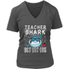 Image of Teacher Shark Women V-Neck Shirt Doo Doo Doo Plus Size Official VnSupertramp Back To School Apparel