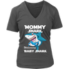 Image of VnSupertramp Mommy Shark and Baby Shark Personalized Name Birthday V-Neck Shirt - D5