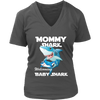 Image of VnSupertramp Mommy Shark and Baby Shark Personalized Name Birthday V-Neck Shirt - D4