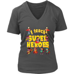 VnSupertramp I Teach Superheroes Women V-Neck Shirt Plus Size XL-4XL Pun Hero Teacher|Personalized Teacher Appreciation Back To School Gift