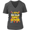 Image of VnSupertramp I Teach First Grade Superheroes Teacher Women V-Neck T-Shirt Plus Size XL-4XL Back To School First Day of School Gift