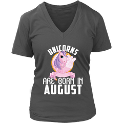 Unicorns Are Born In August Birthday Women V-Neck Shirt Plus Size XL-4XL VnSupertramp Apparel