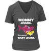 Image of VnSupertramp Mommy Shark and Baby Shark Personalized Name Birthday V-Neck Shirt - D1