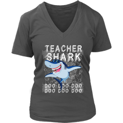 Teacher Shark Women V-Neck Shirt Doo Doo Doo Plus Size Official VnSupertramp Back To School Apparel