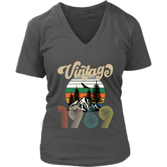 VnSupertramp Classic Vintage 1969 50th Birthday Women V-Neck Shirt Plus Size XL-4XL Anniversary Mom Gift D2