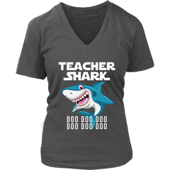 Teacher Shark Women V-Neck Shirt Doo Doo Doo Plus Size XL-4XL VnSupertramp Back To School Apparel