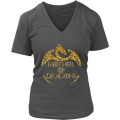 VnSupertramp Mother of Dragons Women V-Neck T-Shirt Plus Size XL-4XL For Mother's Day Gift Dragon Fans Mom - D2