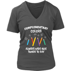 VnSupertramp Complementary Colors Women V-Neck Art Teacher T-Shirt Plus Size XL-4XL - For Funny Artist Gift Tee Shirt