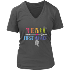 Team First Grade Women V-Neck Shirt Plus Size XL-4XL Back To School Official VnSupertramp Apparel