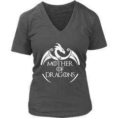 VnSupertramp Mother of Dragons Women V-Neck T-Shirt Plus Size XL-4XL For Mother's Day Gift Dragon Fans Mom - D1