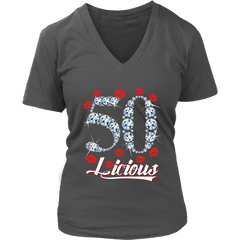 VnSupertramp Fifty Licious 50th Birthday Sexy Clips Women V-Neck Shirt Plus Size XL-4XL Mother's Day Mom Gift 1969