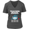 Image of Teacher Shark Women V-Neck Shirt Doo Doo Doo Plus Size XL-4XL VnSupertramp Back To School Apparel - D1