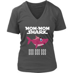 Official VnSupertramp Personalized Grandma Shark Women V-Neck Shirt Plus Size (XL, Charcoal)-Mom-Mom-Grandma Shark #3-24969385225490