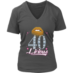 VnSupertramp Forty Licious 40th Birthday Sexy Clips Women V-Neck Shirt Plus Size XL-4XL Mother's Day Mom Gift 1979 - D3