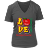 Image of VnSupertramp Personalized Love Apple Women V-Neck Teacher T-Shirt - Custom Name, School, Grade on Tee Gift